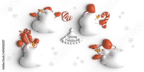 雪だるま3D手書き