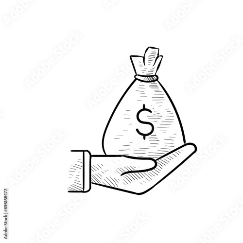 moneybags handdrawn illustration