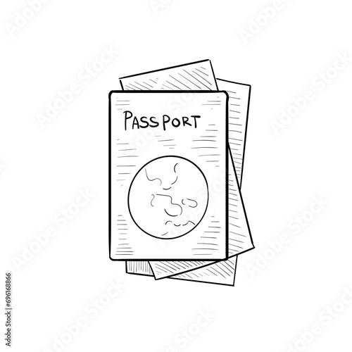passport handdrawn illustration