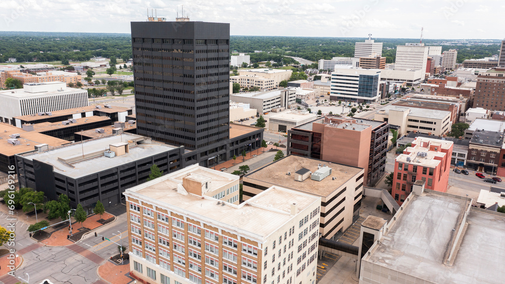 Daytime view of the buildings of the downtown skyline of Topeka, Kansas, USA.