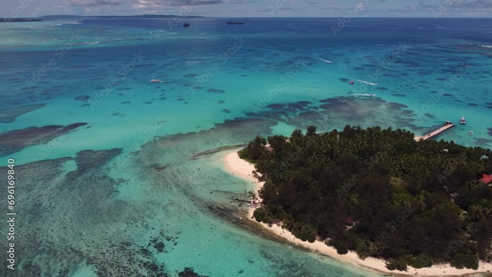 Static drone shot of Managaha Island, Northern Mariana Islands Static drone shot of Managaha Island, Northern Mariana Islands