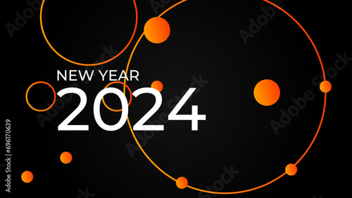 Happy new year 2024 celebration background. concept for greeting card banner and post template. Suit for cover, backdrop, banner website, flyer, cards, poster, corporate, Greetings Card, invitations.