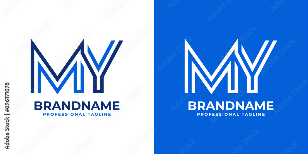 Letter MY Line Monogram Logo, suitable for business with MY or YM initials.