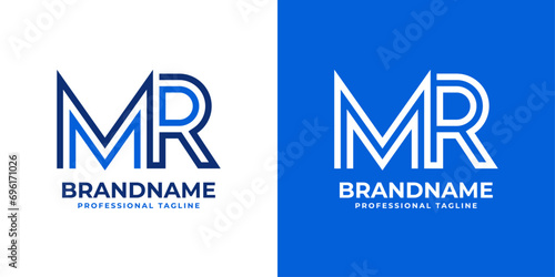 Letter MR Line Monogram Logo, suitable for business with MR or RM initials.