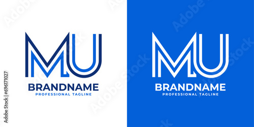 Letter MU Line Monogram Logo, suitable for business with MU or UM initials.