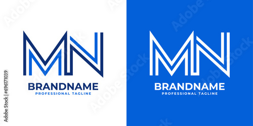 Letter MN Line Monogram Logo, suitable for business with MN or NM initials.