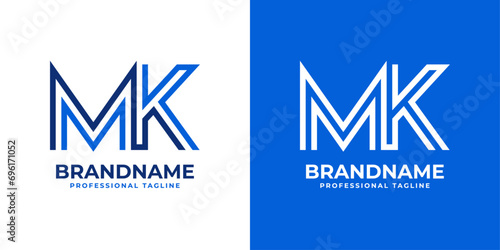 Letter MK Line Monogram Logo, suitable for business with MK or KM initials. photo