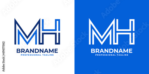 Letter MH Line Monogram Logo, suitable for business with MH or HM initials.