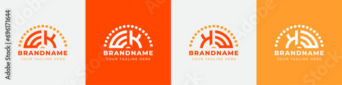 Letter KW and WK or KE and EK Sunrise Logo Set, suitable for any business with KW, WK, KE, EK initials.