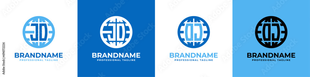 Letter JO and OJ Globe Logo Set, suitable for any business with JO or OJ initials. Letter JO and OJ Globe Logo Set, suitable for any business with JO or OJ initials.