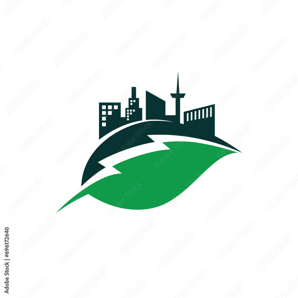 environmentally friendly logo with factory concept