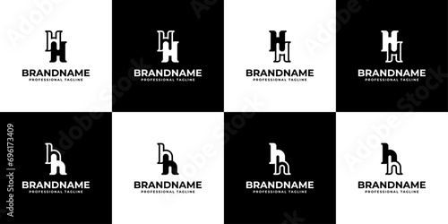 Letter HH Monogram Logo Bundle, sutable for business with HH intials.