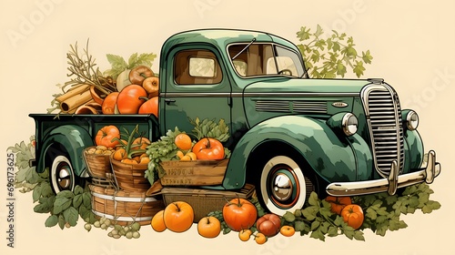 auto, automobile, clip art, delivery, drive, gardening, harvest, service, thanksgiving, transport, transportation, truck, vehicle, agricultural, drawing, farmer, grocery, horticulture, market, nutriti photo