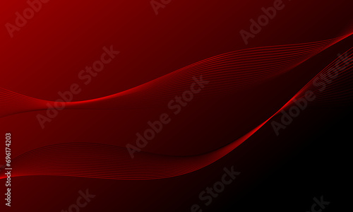 red smooth lines wave curves on smooth gradient abstract background