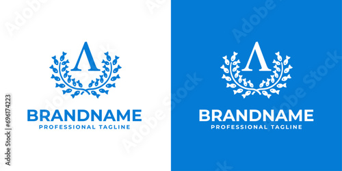 Letter A Laurel Fish Logo, suitable for business related to Fish and Laurel with A initial.