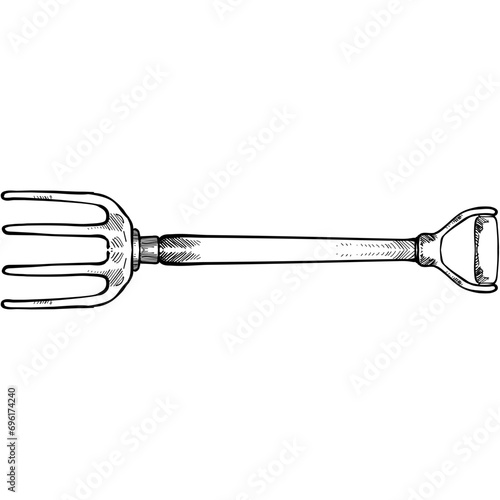 garden fork handdrawn illustration