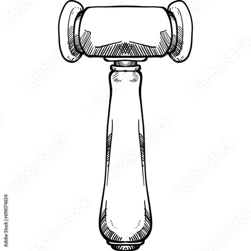 judge's gavel handdrawn illustration