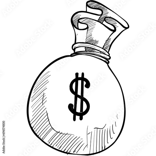 moneybags handdrawn illustration