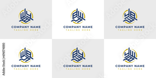 Letter WBY, WYB, BWY, BYW, YWB, YBW Hexagonal Technology Logo Set. Suitable for any business photo