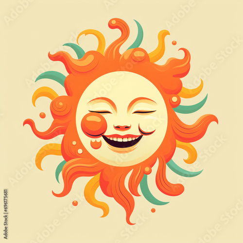 Smiling sun warm children's drawing picture book illustration 