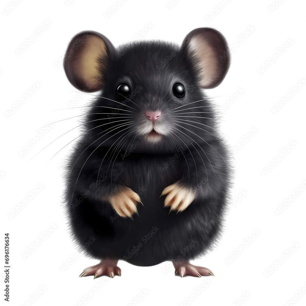 Black hamster isolated on transparent background