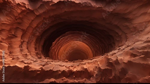 A magnified of a complex system of tunnels and caverns under the surface of Mars, potentially harboring important resources and potential habitats for future colonizers. photo