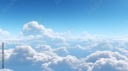 Serene Blue Sky with Fluffy White Clouds