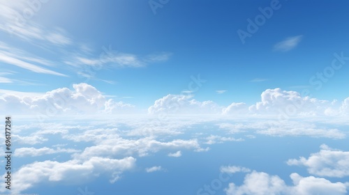 Serene Blue Sky with Fluffy White Clouds