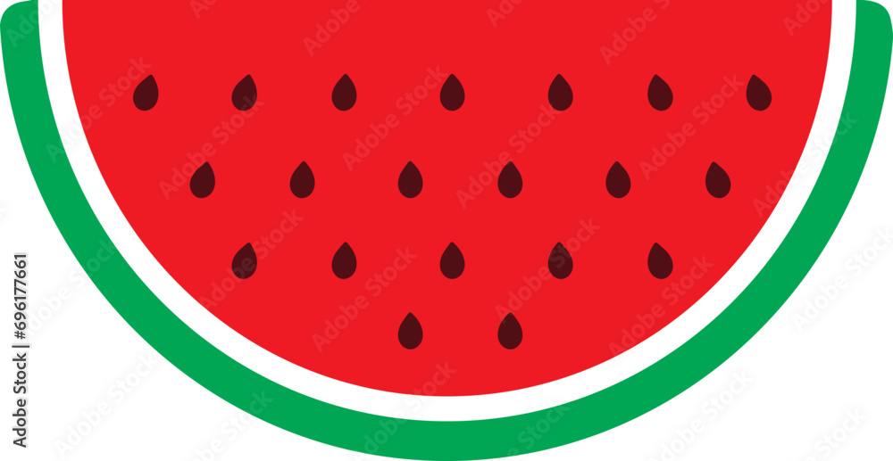 Red watermelon fruit. Half, quarter and slice of watermelon. Red watermelon fruit. Half, quarter and slice of watermelon.