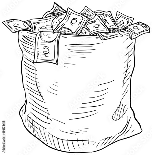 moneybags handdrawn illustration
