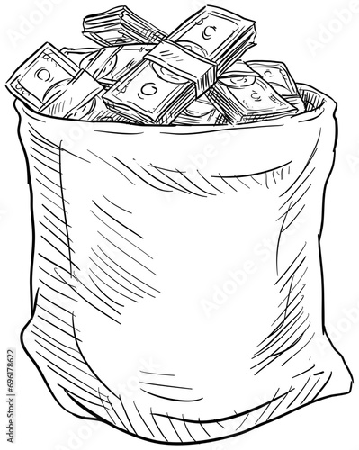 moneybags handdrawn illustration