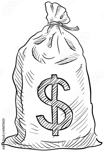 moneybags handdrawn illustration