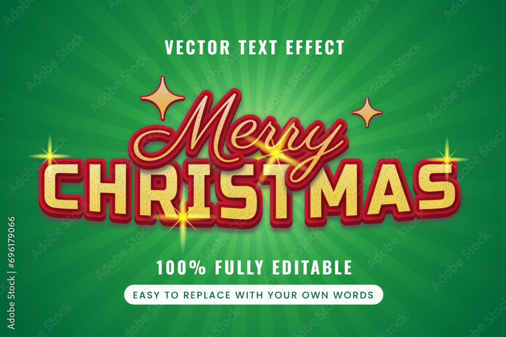 Merry Christmas Text Effect, Editable 3D Text Style