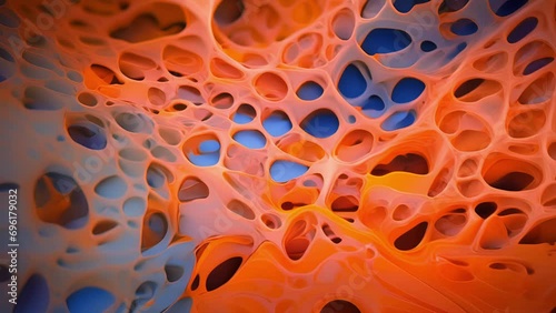 An intricate closeup of muscle cells in microgravity, displaying changes in muscle structure and function that can lead to decreased strength and muscular atrophy.