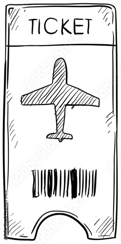 flight ticket handdrawn illustration