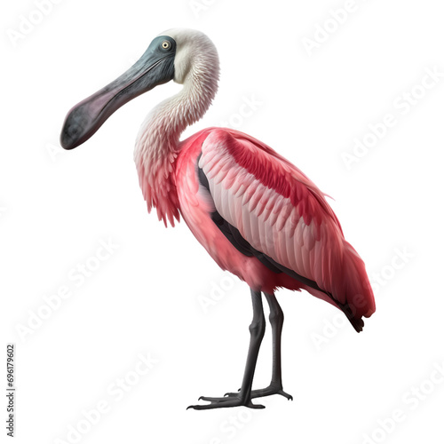 Roseate spoonbill isolated on transparent background photo