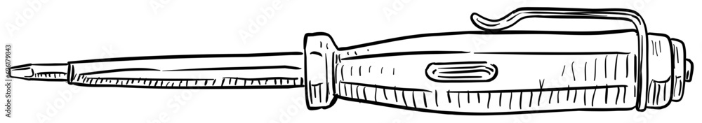 electric test screwdriver handdrawn illustration electric test screwdriver handdrawn illustration