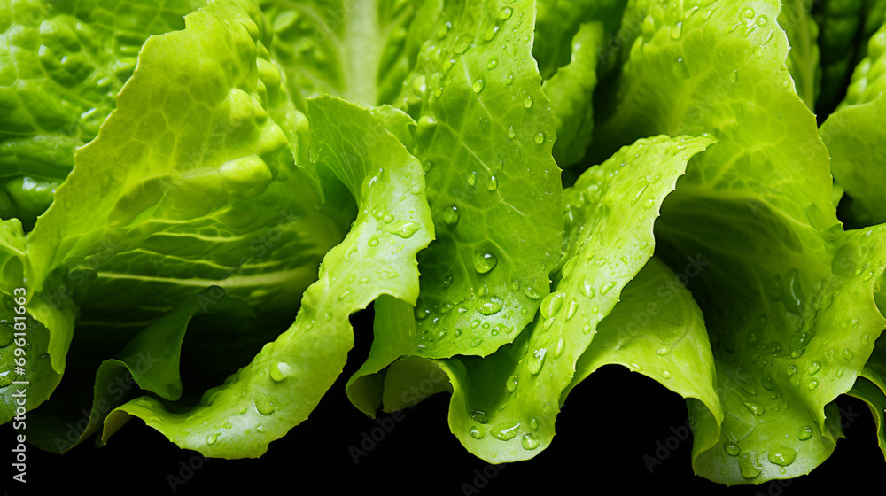 fresh baby cos (lettuce) on white background. Generative AI - obrazy, fototapety, plakaty 