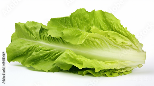 fresh baby cos (lettuce) on white background. Generative AI photo