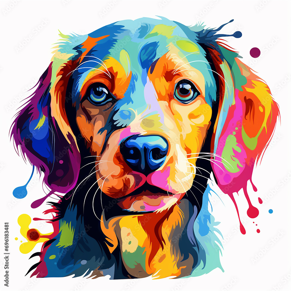 Playful Multicolored Puppy Illustration