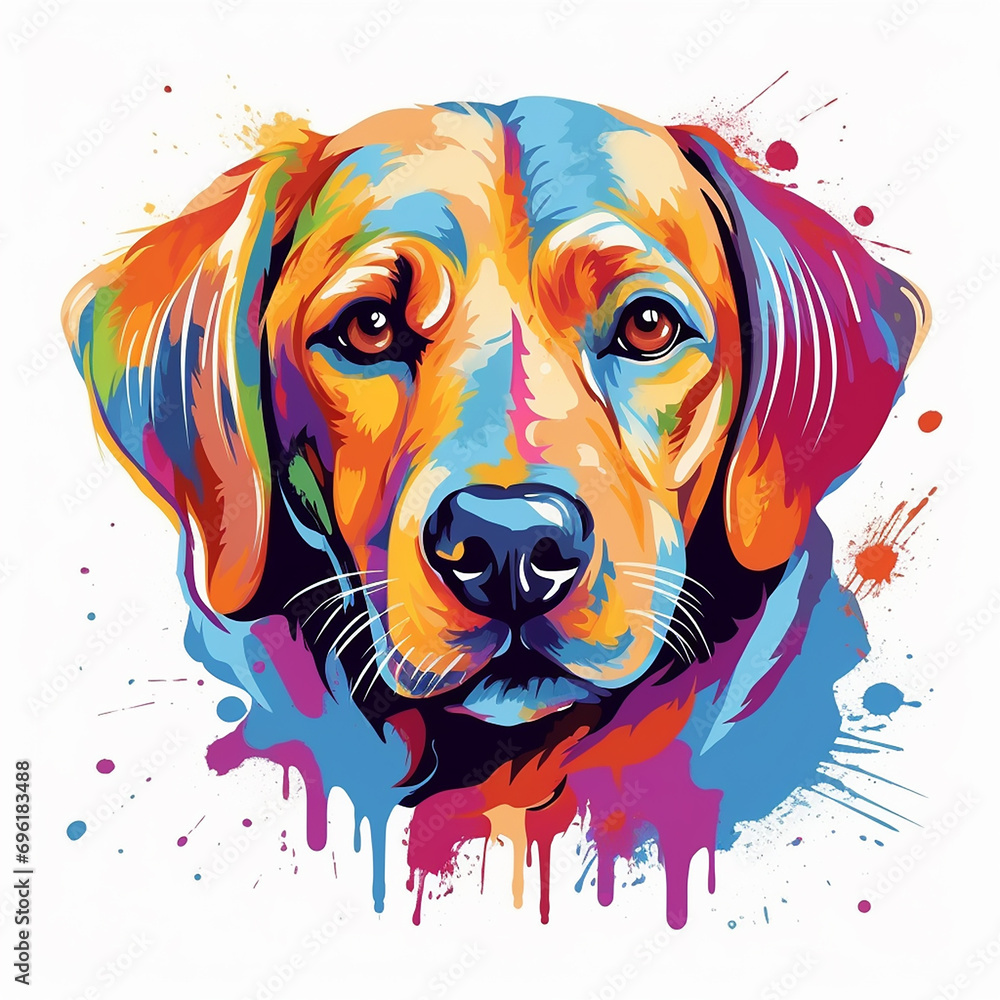 Playful Multicolored Puppy Illustration