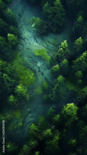 Aerial Verdancy: Green Forest from a Bird's Eye View © chanaka