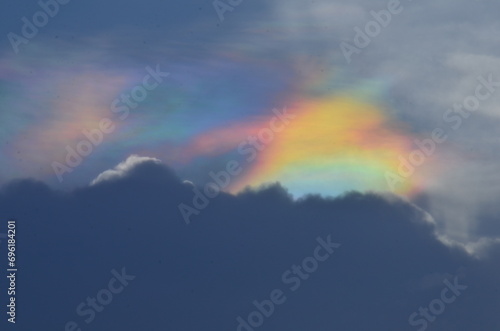 Photography Clouds in the sky with Iridescent Rainbow - Holographic