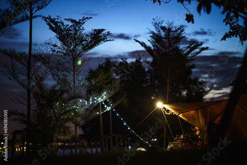 Picture of the tent area nature rest A happy holiday for office workers.