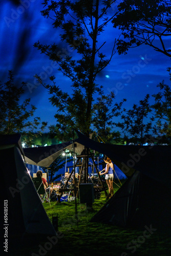Picture of the tent area nature rest A happy holiday for office workers.
