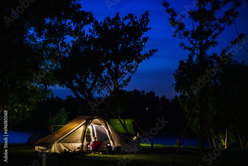 Picture of the tent area nature rest A happy holiday for office workers.