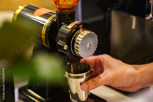 Making coffee, taking photos with a shallow depth of field technique. to make the object stand out The background will be blurry.