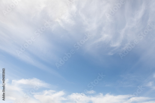 The unique beauty of a clear cloudy daytime spring sunny calm bright sky