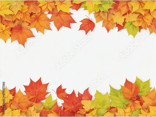 Autumn maple leaves frame isolated on white background with copy space.