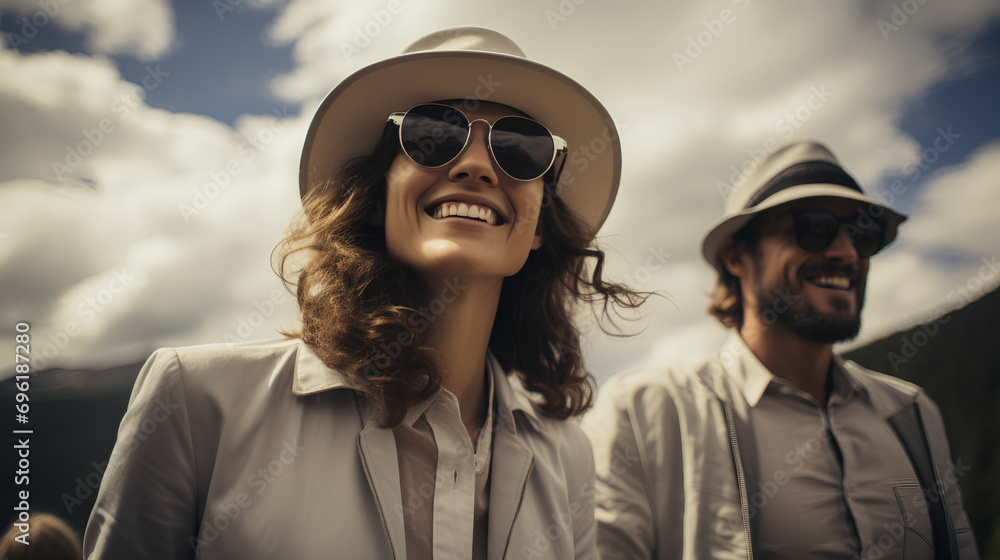 Happy couple on a mountain vacation - holiday - getaway - trip - spa - resort Happy couple on a mountain vacation - holiday - getaway - trip - spa - resort